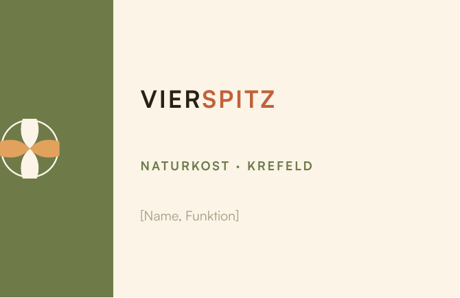 Vorderseite der Visitenkarte, Konzept Vierspitz-Zeichen