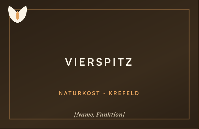 Vorderseite der Visitenkarte, Konzept V-Kreuz